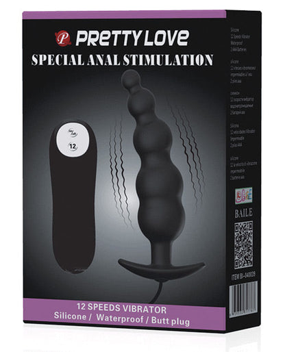 Pretty Love Vibrating Bead Shaped Butt Plug - Black