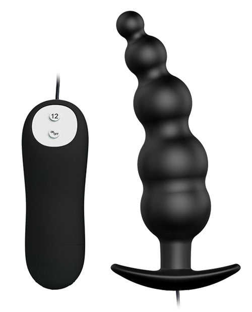 Pretty Love Vibrating Bead Shaped Butt Plug - Black