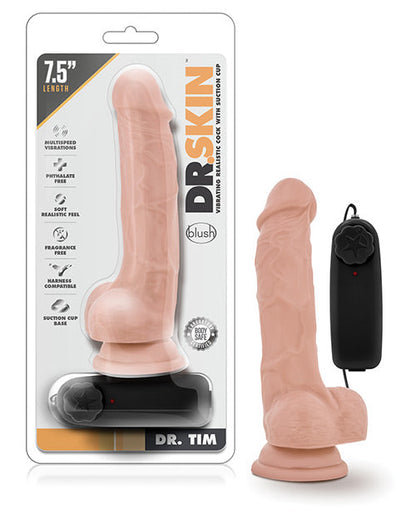 Blush Dr Tim Vibrating Dildo | 7.5" Big Dildo | Vanilla Suction Cup Dildo