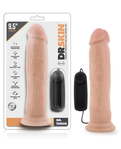 Blush Throb Vibrating Dildo | 9.5" Big Dildo | Vanilla Suction Cup Dildo