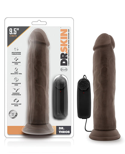 Blush Throb Vibrating Dildo | 9.5" Big Dildo | Chocolate Suction Cup Dildo