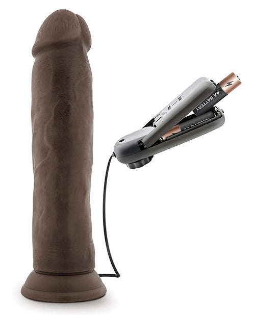 Blush Throb Vibrating Dildo | 9.5" Big Dildo | Chocolate Suction Cup Dildo