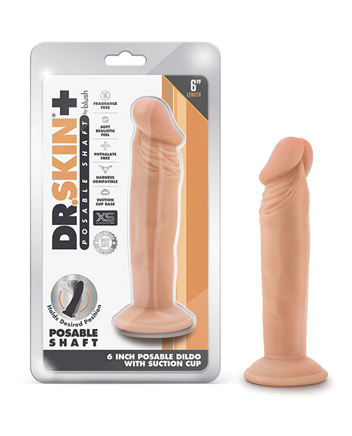 Blush Plus Realistic Dildo | Vanilla 6" Big Dildo | Posable Suction Cup Dildo