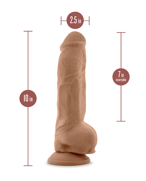 Blush Au Natural 10" Big Boy Realistic Dildo w/Balls - Mocha