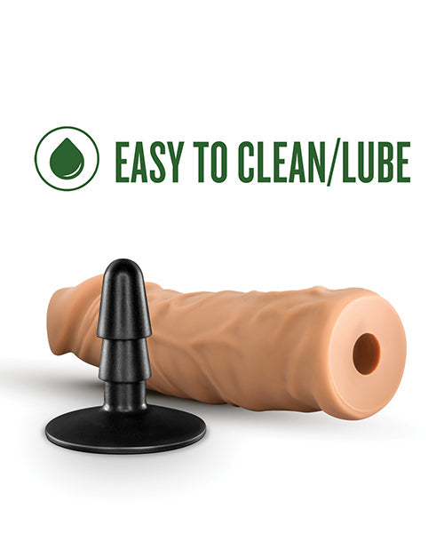 Blush Lock On 8" Argonite Dildo w/Suction Cup Adapter - Mocha