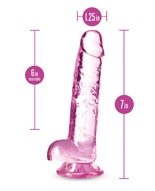 Blush 7" Big Dildo | Crystalline Rose Large Dildo | Suction Cup Dildo | Best Dildo