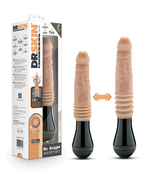 Blush Dr. Skin Silicone Dr. Knight Thrusting Gyrating Vibrating Dildo - Beige