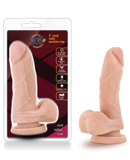 Blush X5 5" Big Dildo | Flexible Spine Large Dildo | Beige Suction Cup Dildo | Best Dildo