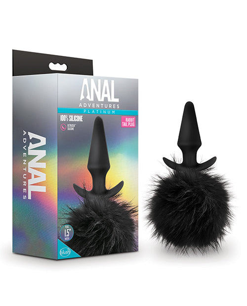 Blush Anal Adventures Platinum Rabbit Tail Plug - Black