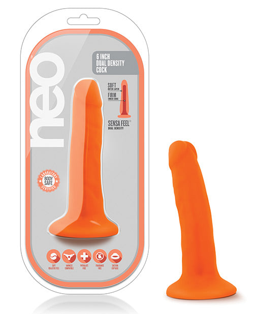 Blush Neo Large Dildo | Dual Density 6" Big Dildo | Orange Suction Cup Dildo | Best Dildo