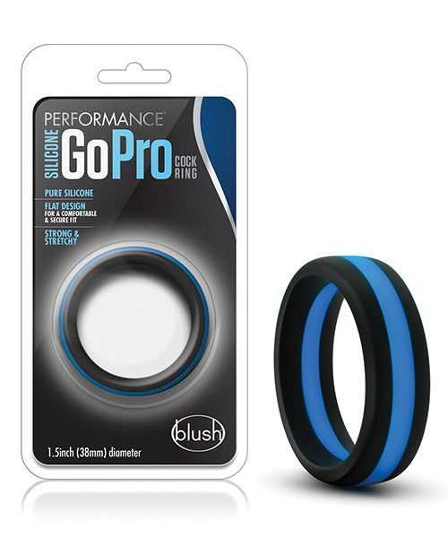 Blush Performance Silicone Go Pro Cock Ring - Black/Blue