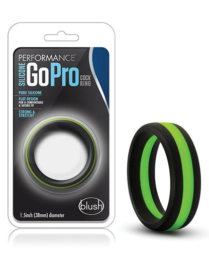 Blush Performance Silicone Go Pro Cock Ring - Black/Green