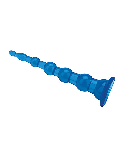 Blue Line C & B 8.5" Anal Beads w/Suction Base - Jelly Blue