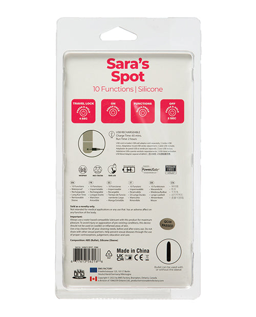 Sara's Spot Rechargeable Bullet w/G Spot Sleeve - 10 Functions Pink