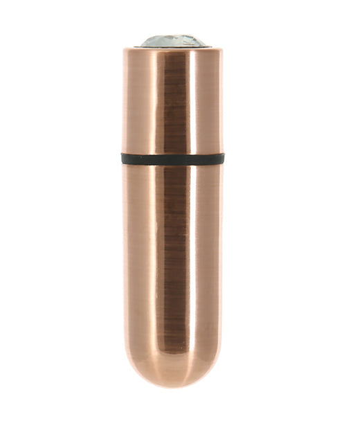 First Class Mini Rechargeable Bullet w/Crystal - 9 Functions Rose Gold