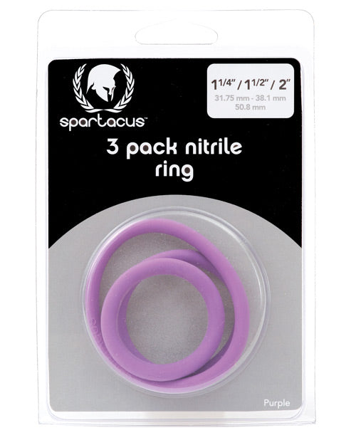 Spartacus Nitrile Cock Ring Set - Purple Pack of 3