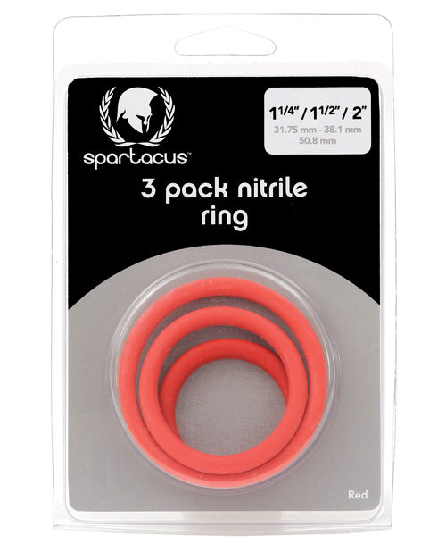 Spartacus Nitrile Cock Ring Set - Red Pack of 3