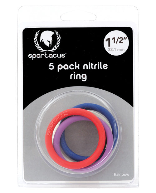 Spartacus 1.5" Nitrile Cock  Ring Set - Asst. Colors Pack of 5