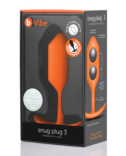 B-Vibe Weighted Snug Plug 3 - 180 g Orange