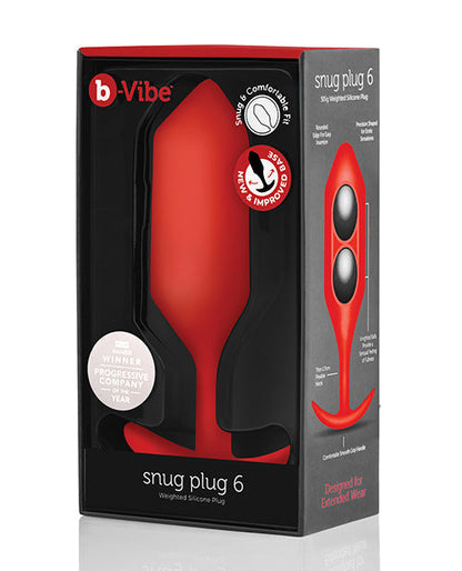 B-Vibe Weighted Snug Plug 6 - 515 g Red