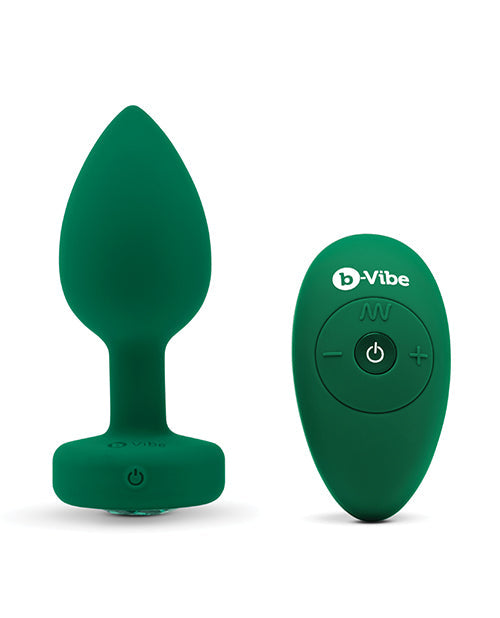 B-Vibe Remote Control Vibrating Jewel Plug (M/L) - Emerald Green