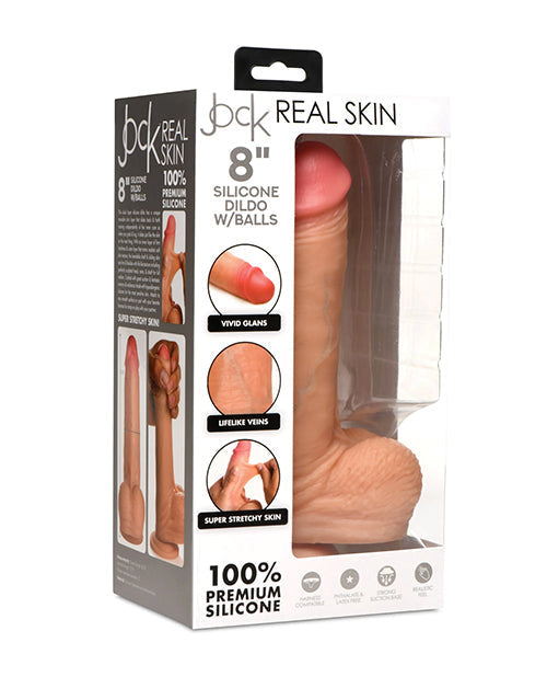 Curve Toys Realistic Dildo | Jock Real Skin Silicone 8" Big Dildo with Balls | Suction Cup Dildo