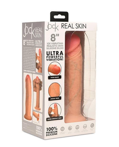 Curve Toys Vibrating Dildo | Jock Real Skin Silicone 8" Big Dildo | Suction Cup Dildo