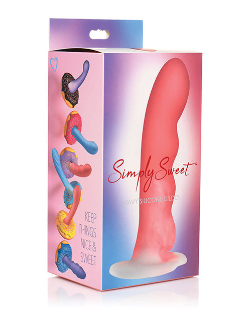 Curve Toys Large Dildo | Sweet 7" Big Dildo | Wavy Pink White Silicone Suction Cup Dildo