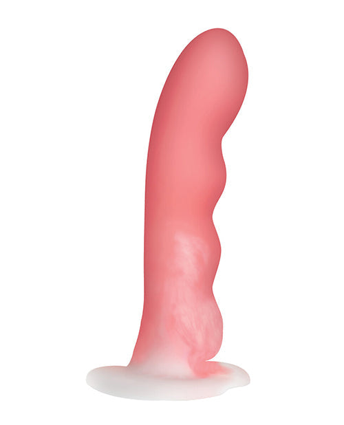 Curve Toys Large Dildo | Sweet 7" Big Dildo | Wavy Pink White Silicone Suction Cup Dildo