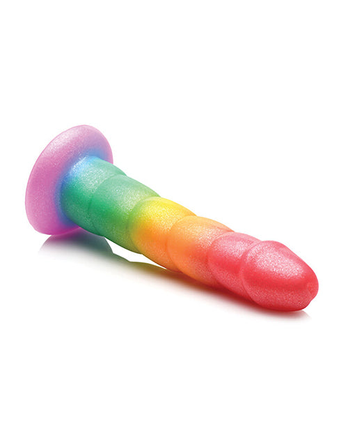 Curve Toys Large Dildo | Simply Sweet 6.5" Big Dildo | Swirl Rainbow Suction Cup Dildo