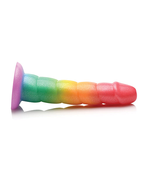 Curve Toys Large Dildo | Simply Sweet 6.5" Big Dildo | Swirl Rainbow Suction Cup Dildo