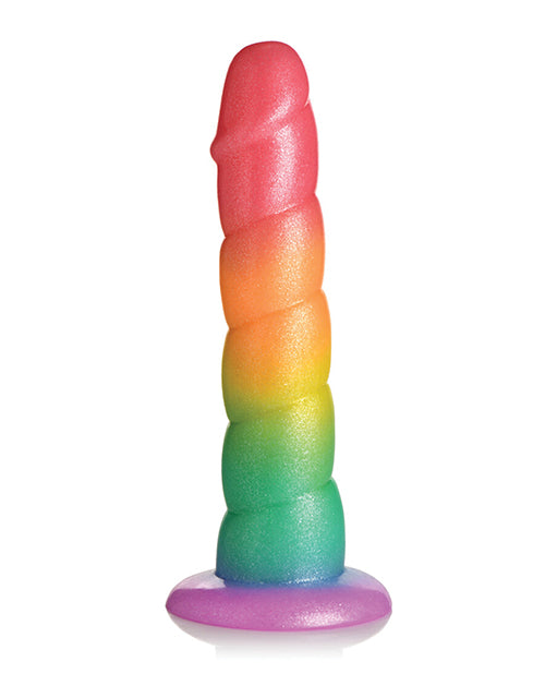 Curve Toys Large Dildo | Simply Sweet 6.5" Big Dildo | Swirl Rainbow Suction Cup Dildo