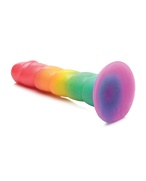 Curve Toys Large Dildo | Simply Sweet 6.5" Big Dildo | Swirl Rainbow Suction Cup Dildo