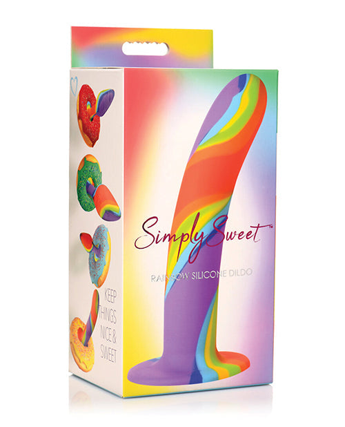 Curve Toys Large Dildo | Rainbow Silicone Realistic Dildo | Suction Cup Dildo