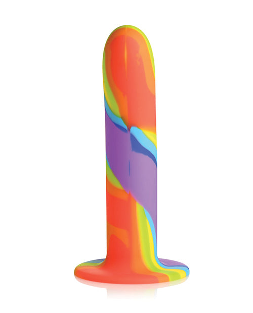 Curve Toys Large Dildo | Rainbow Silicone Realistic Dildo | Suction Cup Dildo