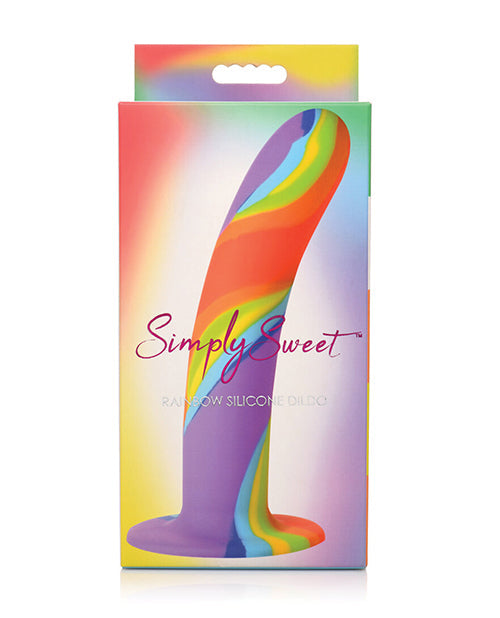 Curve Toys Large Dildo | Rainbow Silicone Realistic Dildo | Suction Cup Dildo