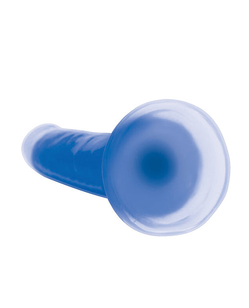 Curve Toys Large Dildo | Lollicock 7" Big Dildo | Glow In The Dark Silicone Blue Suction Cup Dildo