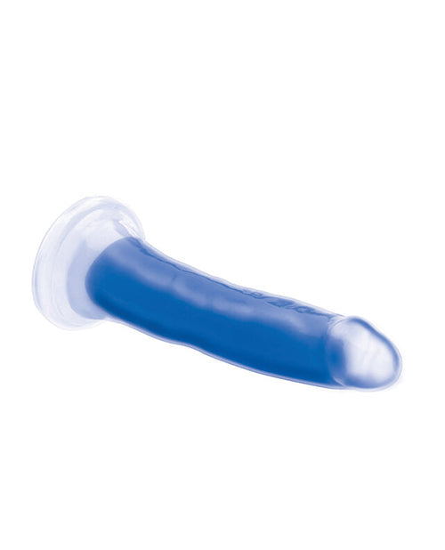 Curve Toys Large Dildo | Lollicock 7" Big Dildo | Glow In The Dark Silicone Blue Suction Cup Dildo