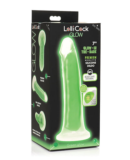 Curve Toys Large Dildo | Green 7" Big Dildo | Glow In The Dark Silicone Suction Cup Dildo