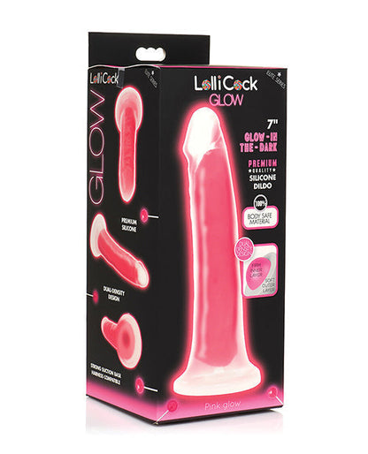 Curve Toys Large Dildo | Pink 7" Big Dildo | Glow In The Dark Silicone Suction Cup Dildo