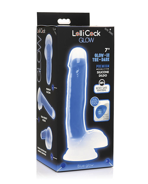 Curve Toys Large Dildo | Blue 7" Big Dildo | Glow In The Dark Silicone Suction Cup Dildo