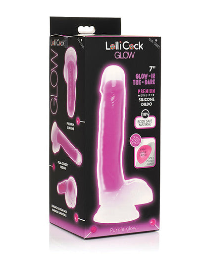 Curve Toys Large Dildo | 7" Big Dildo with Balls | Glow In The Dark Purple Suction Cup Dildo