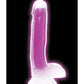 Curve Toys Large Dildo | 7" Big Dildo with Balls | Glow In The Dark Purple Suction Cup Dildo