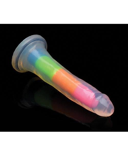 Curve Toys Large Dildo | Rainbow 7" Big Dildo | Glow In The Dark Silicone Suction Cup Dildo