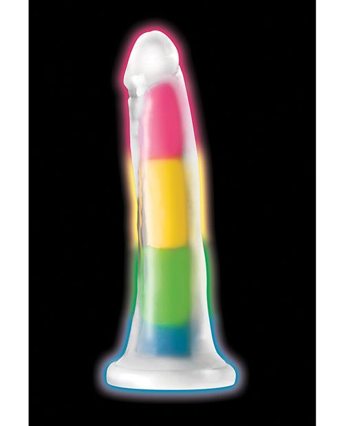 Curve Toys Large Dildo | Rainbow 7" Big Dildo | Glow In The Dark Silicone Suction Cup Dildo