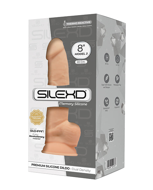 SilexD Model 3 8" Big Dildo | Silexpan Memory Silicone Dildo | Ivory Suction Cup Dildo