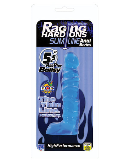 Raging Hard Ons Anal Dildo | Slimline 5.5" Big Dildo | Ballsy Realistic Dildo | Blue Jelly