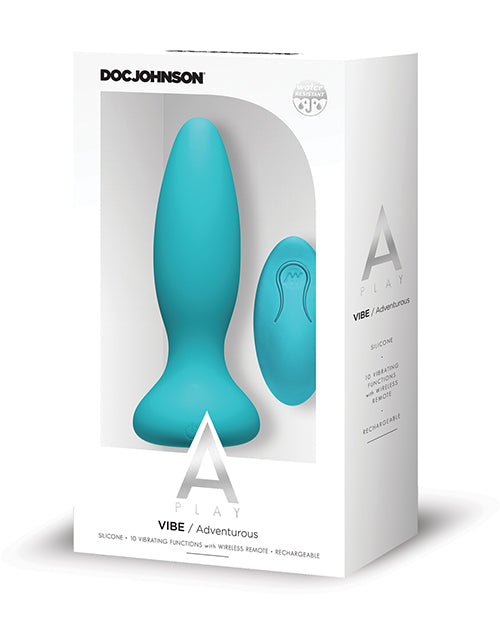 A Play Rechargeable Silicone Adventurous Anal Plug w/Remote - Teal