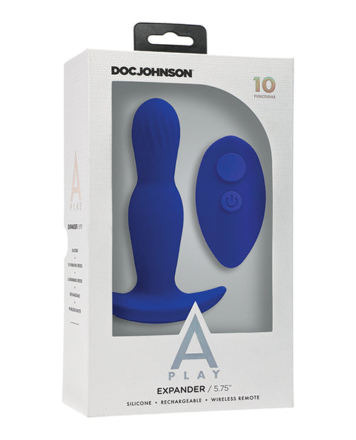 A Play Expander Rechargeable Silicone Anal Plug w/Remote - Royal Blue