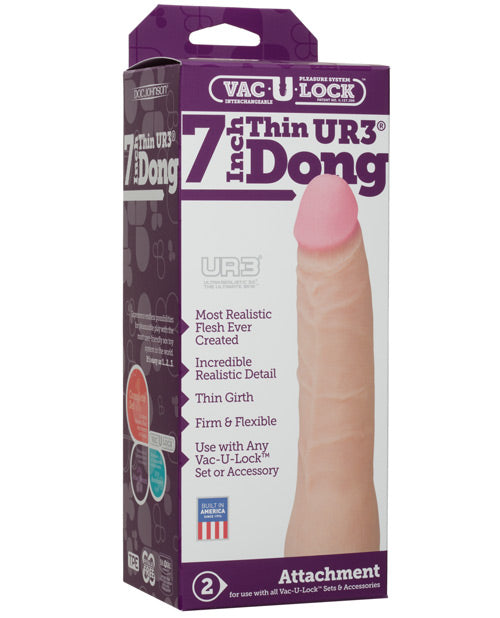 Vac-U-Lock Realistic Dildo | Textured 7" Big Dildo | Ultraskyn Large Dildo | White Basic Dildo